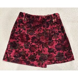 Anthropologie Pilcro Size 6 Cord Mini Skirt Mod Corduroy Faux Wrap Floral